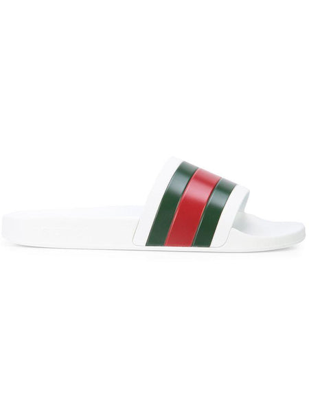 white gucci slides