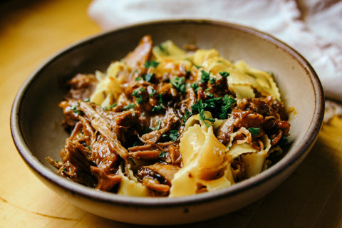 Braised Pork Shank Ragu on pasta