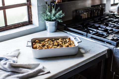 Sage Sausage Stuffing on the counter