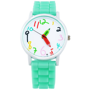 Doreen Box Silicone Jelly Quartz Wrist Watches Pencil Pointer Children Kids Cute Battery Included 24.5cm(9 5/8") long, 1 Piece