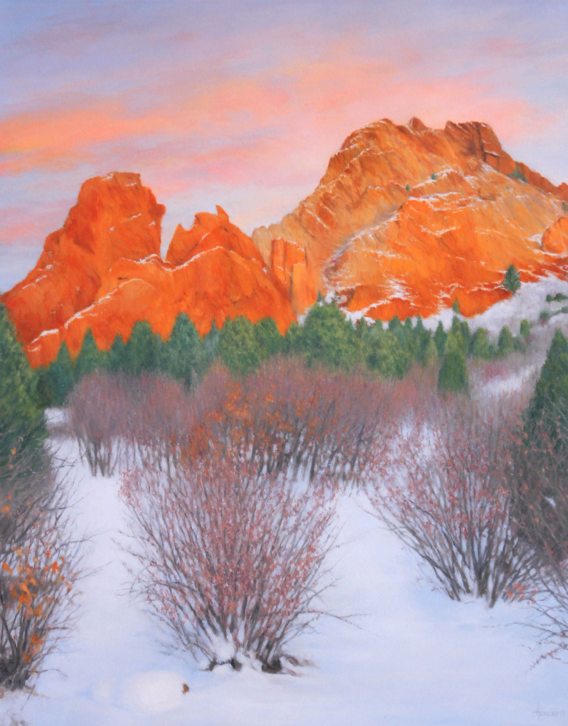 "Winter Sunset at Garden of the Gods" Print by Christopher Hureau