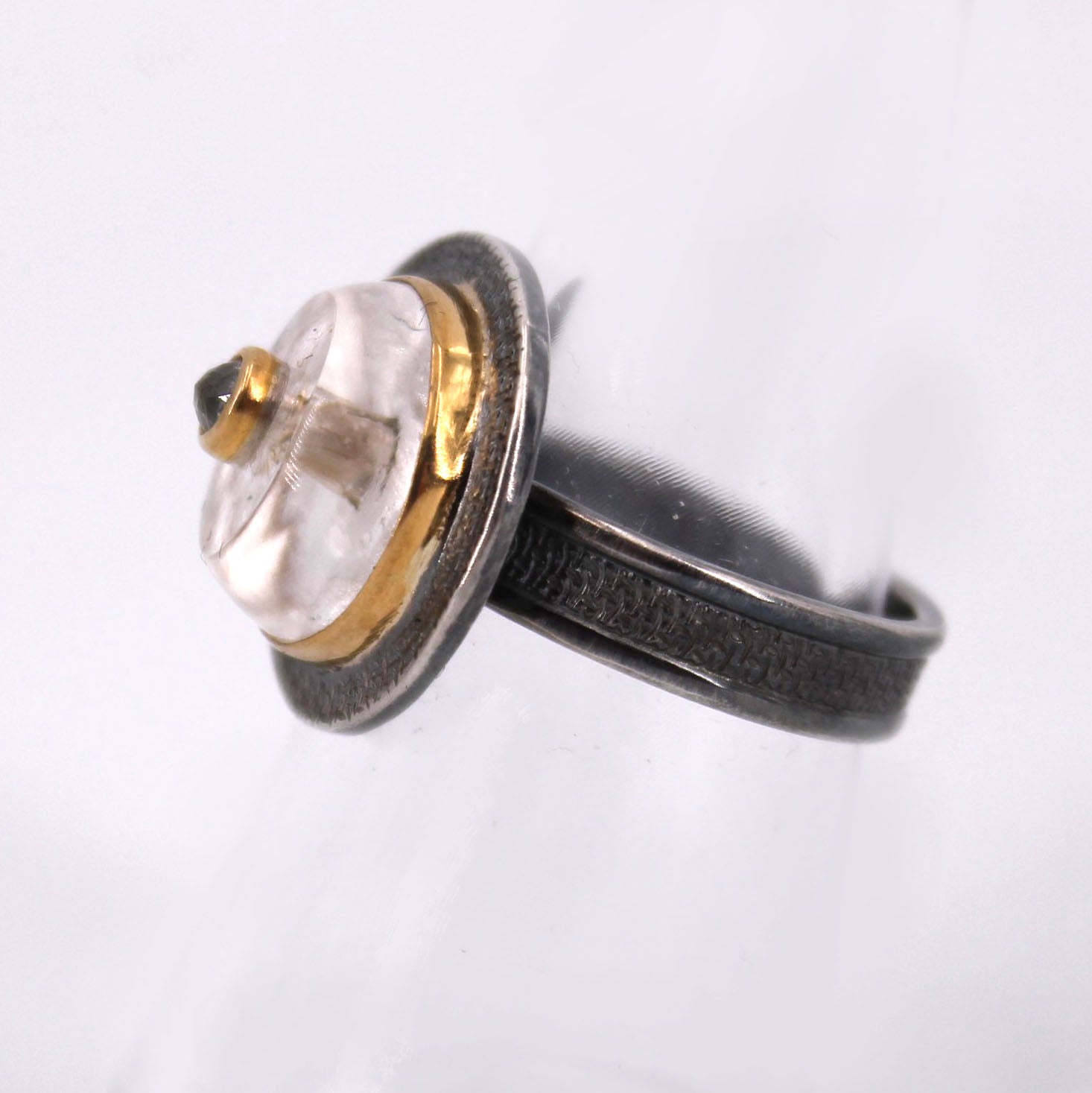 Optical Quartz and Diamond Ring