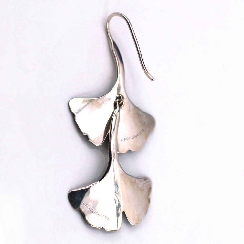 Oxidized Silver Gingko Dangle Earrings