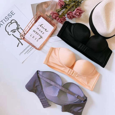 INVISIBLE STRAPLESS SUPER PUSH UP BRA Front Closure Underwear for Female  Brassiere Strapless Seamless Bralette ABC Cup