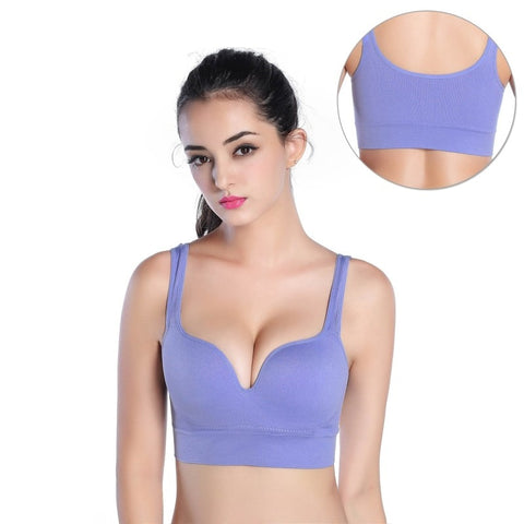 Halara Seamless Flow Medium Support Solid Workout Sports Bra - Dawn Blue -  M push up bra strapless bra backless br…