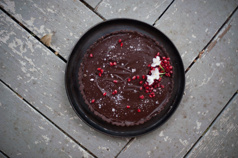 Chocolate-Tahini Tart with crunchy salt 