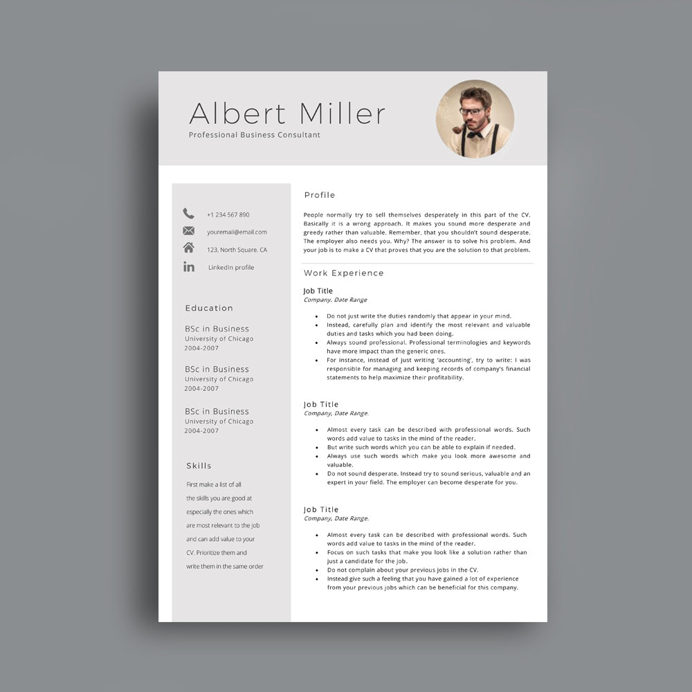 CV Template + Cover Letter Template Editable in Microsoft ...