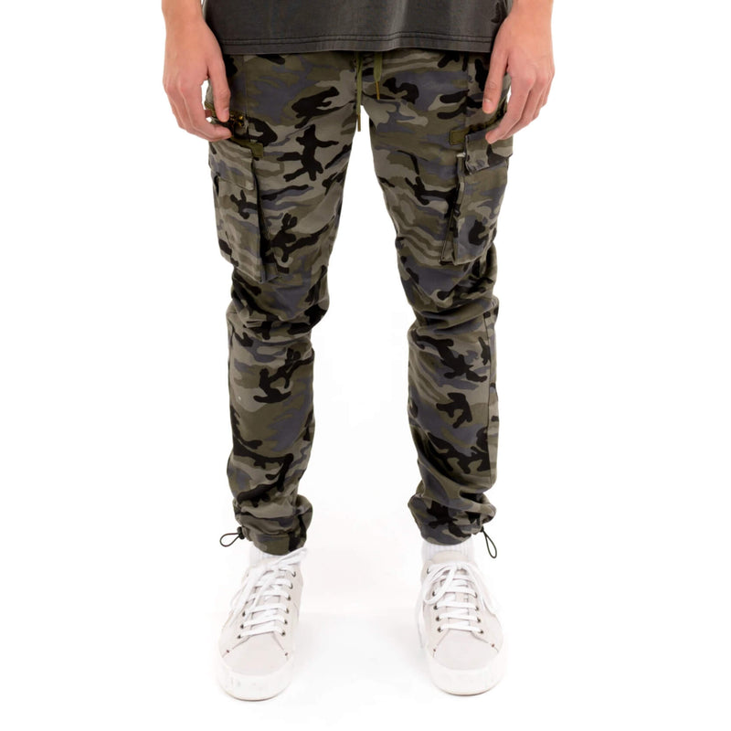 blue camo cargo trousers