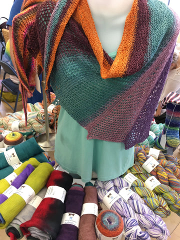 Shawl possibilities using the new Ava Lu gradient yarns.