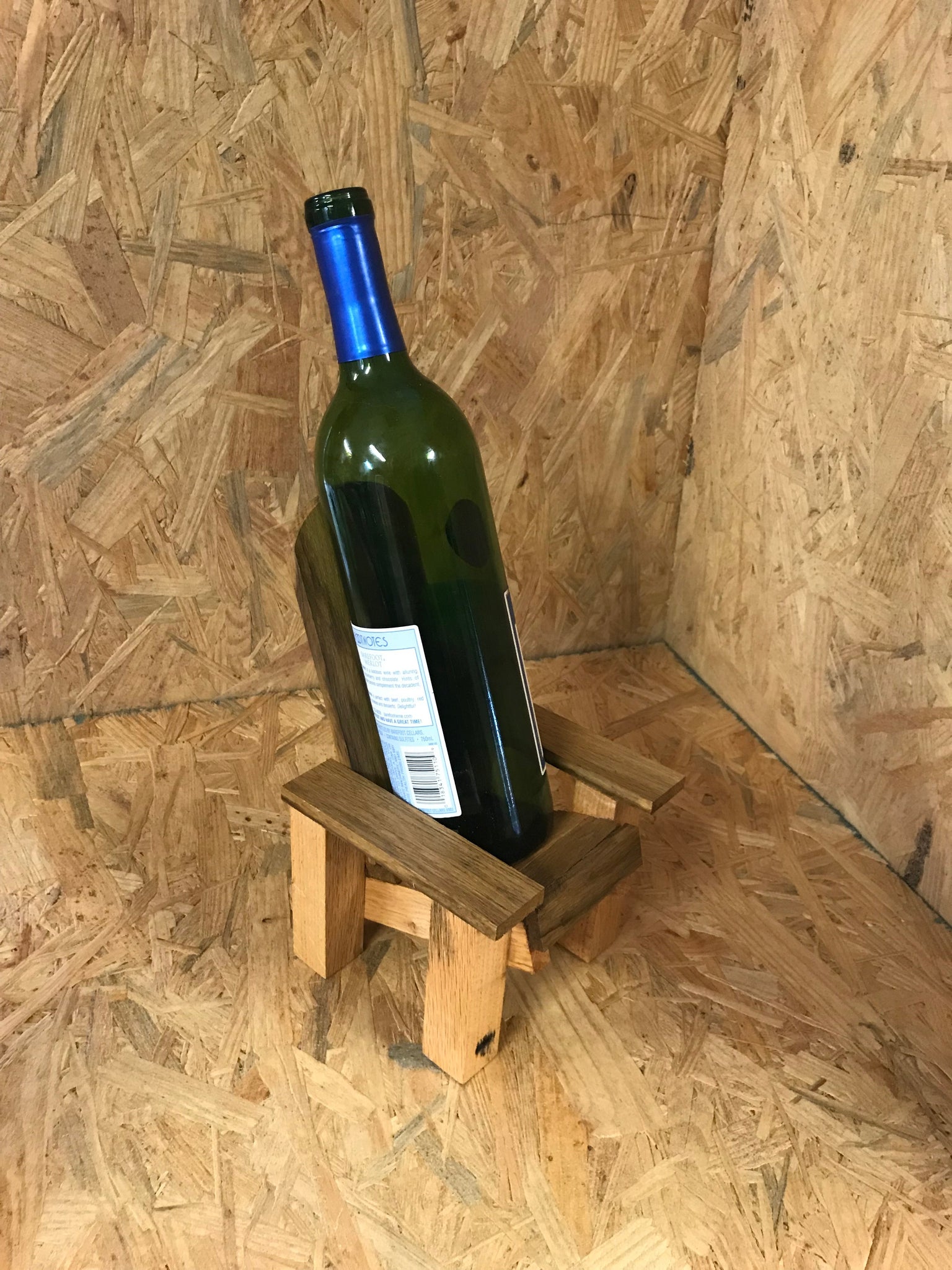 Reclaimed Wood Adirondack Chair Wine Bottle Holder Ganger Woodworks