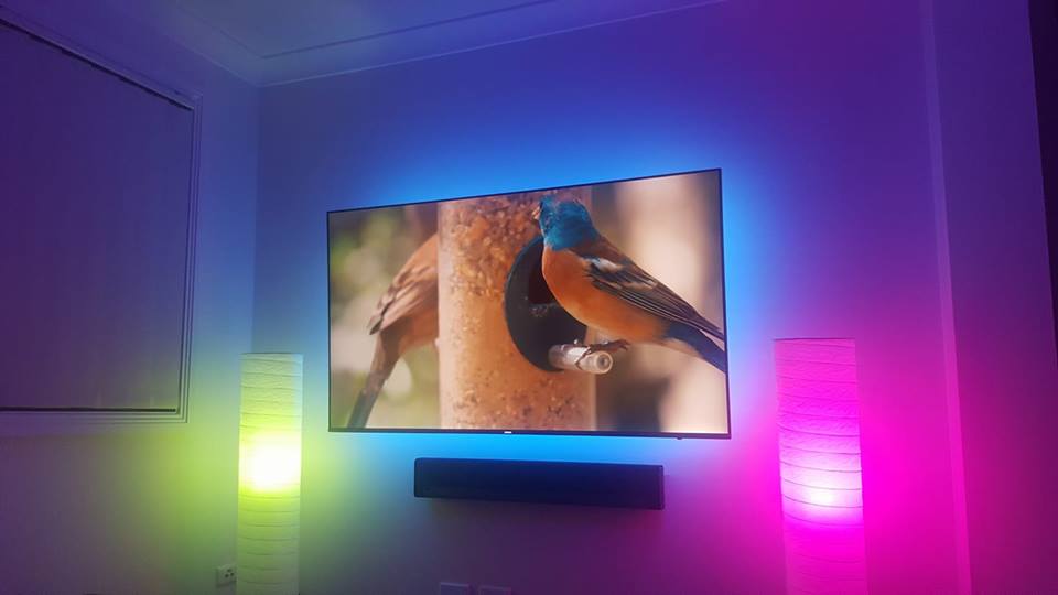 Wall mounted TV with LED lighting