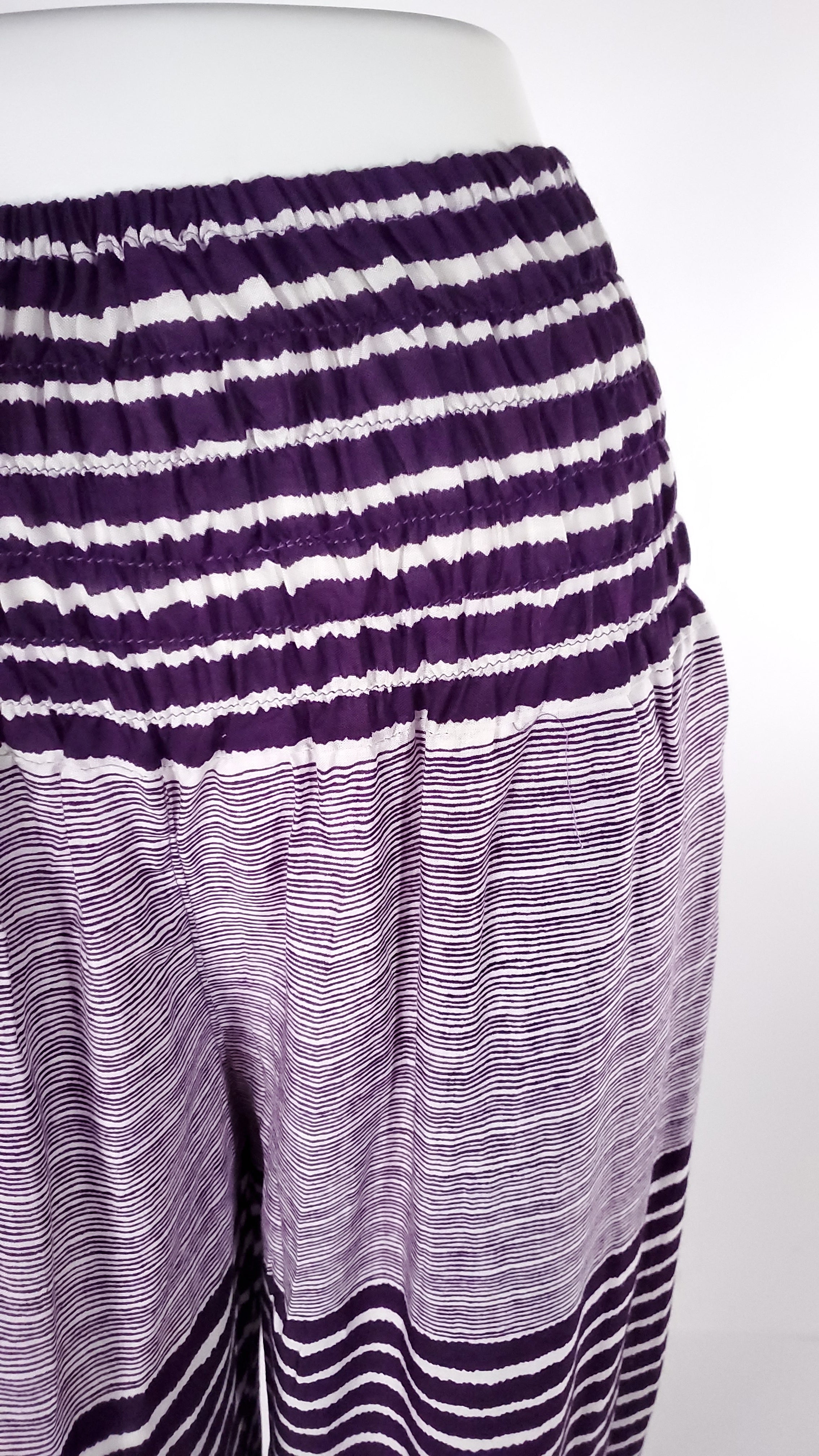 Striped Straight Leg Harem Pants In Purple