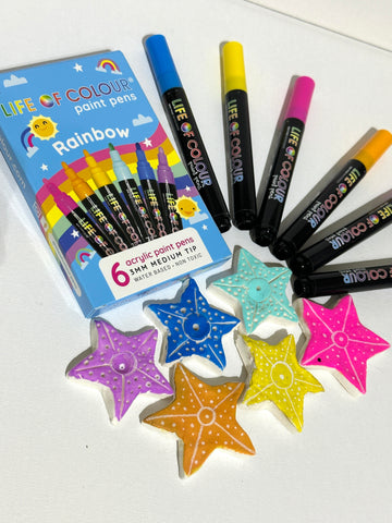 6 Life of Colour Acrylic Paint Pens - Rainbow - Mini Mad Things