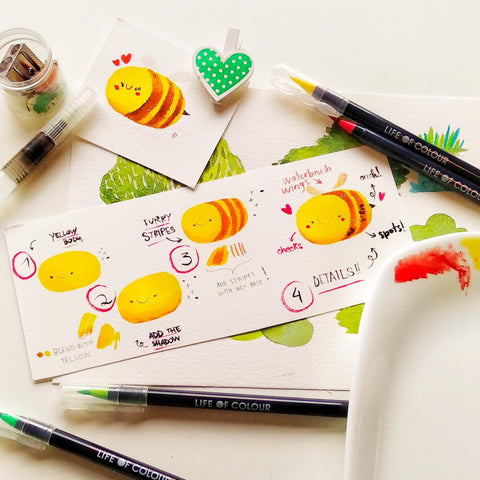 how to make a cute fuzzy bee with life of colour pens