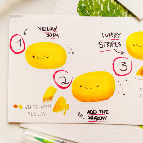 how to make a cute fuzzy bee using life of colour pens