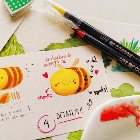 how to make a cute fuzzy bee using life of colour pens