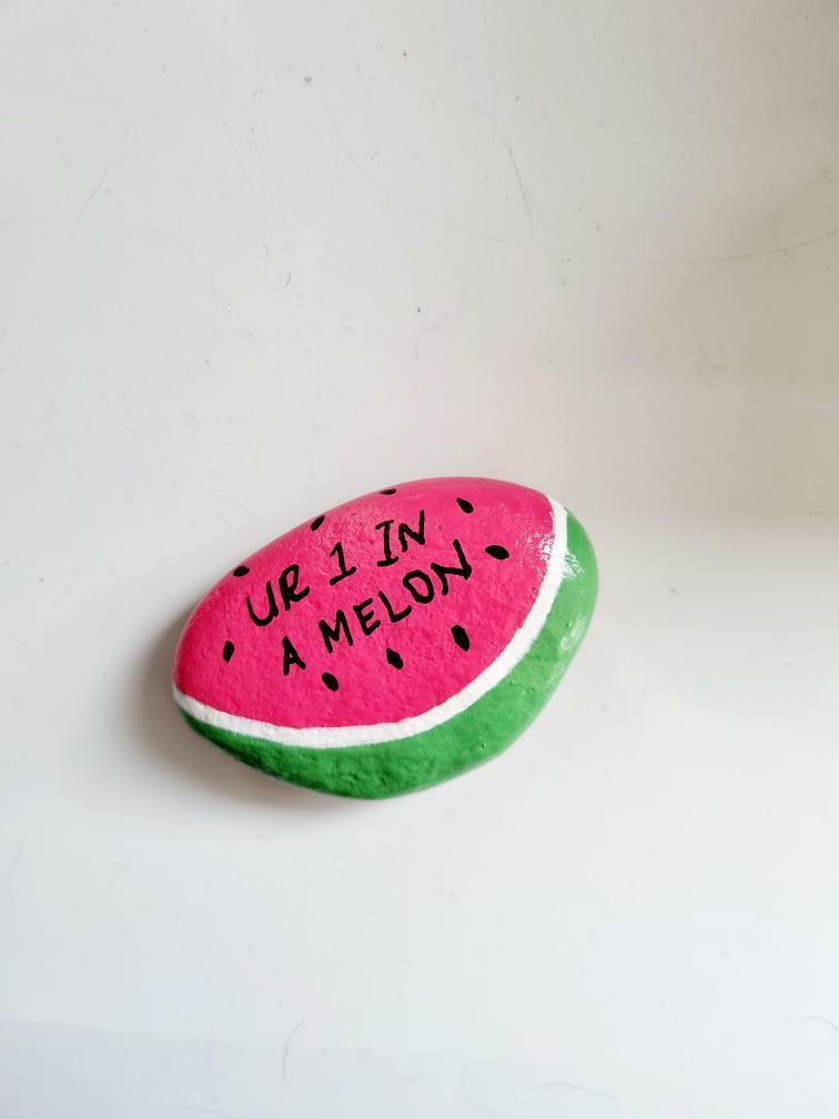 "One in a melon" Valentine's day pun rock