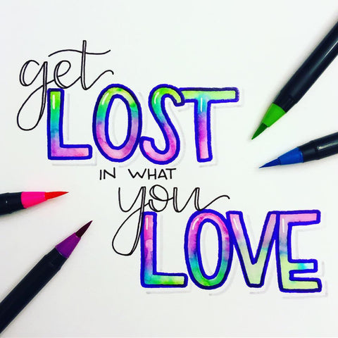 Brush lettering with life of colour brush pens