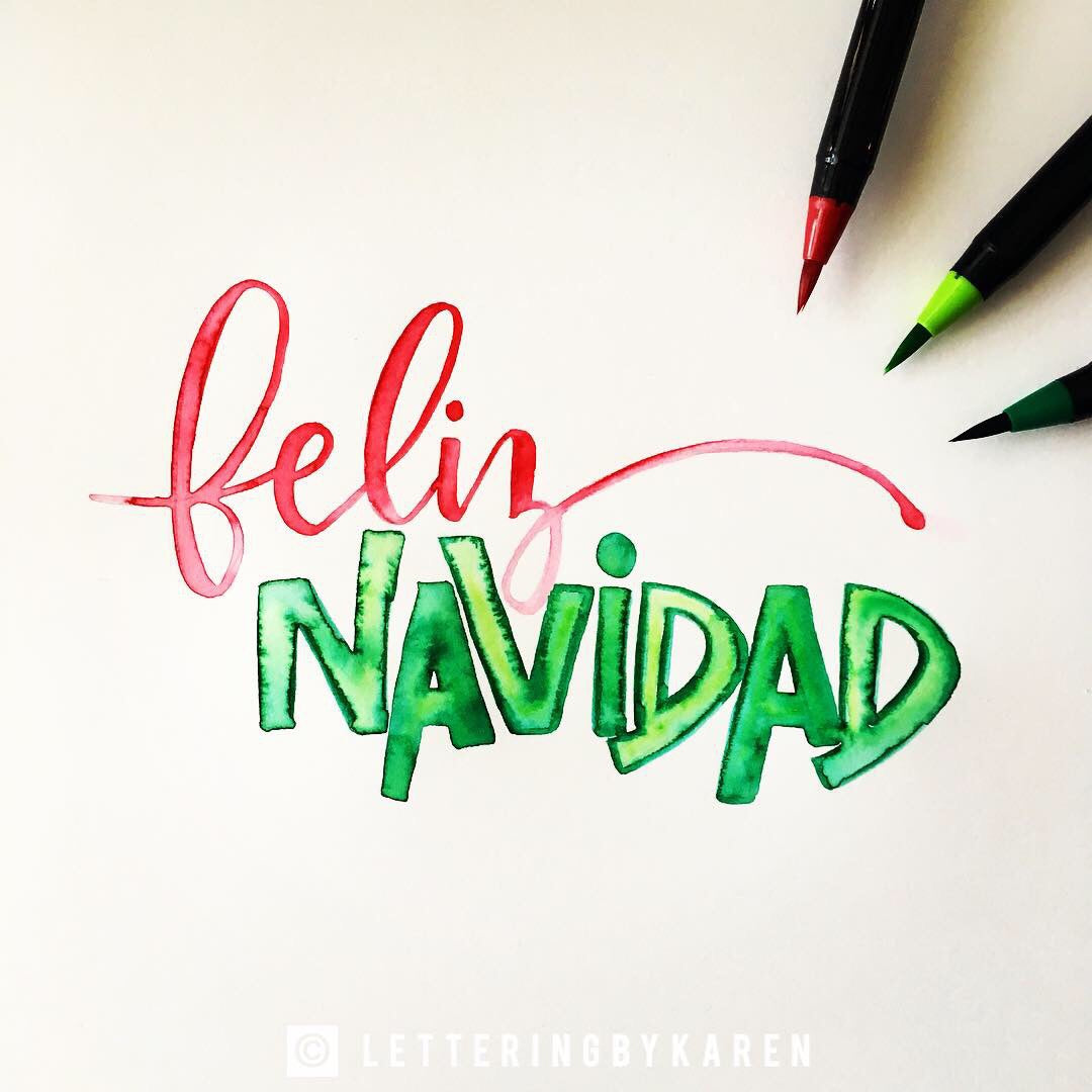 feliz navidad brush lettering with life of colour pens