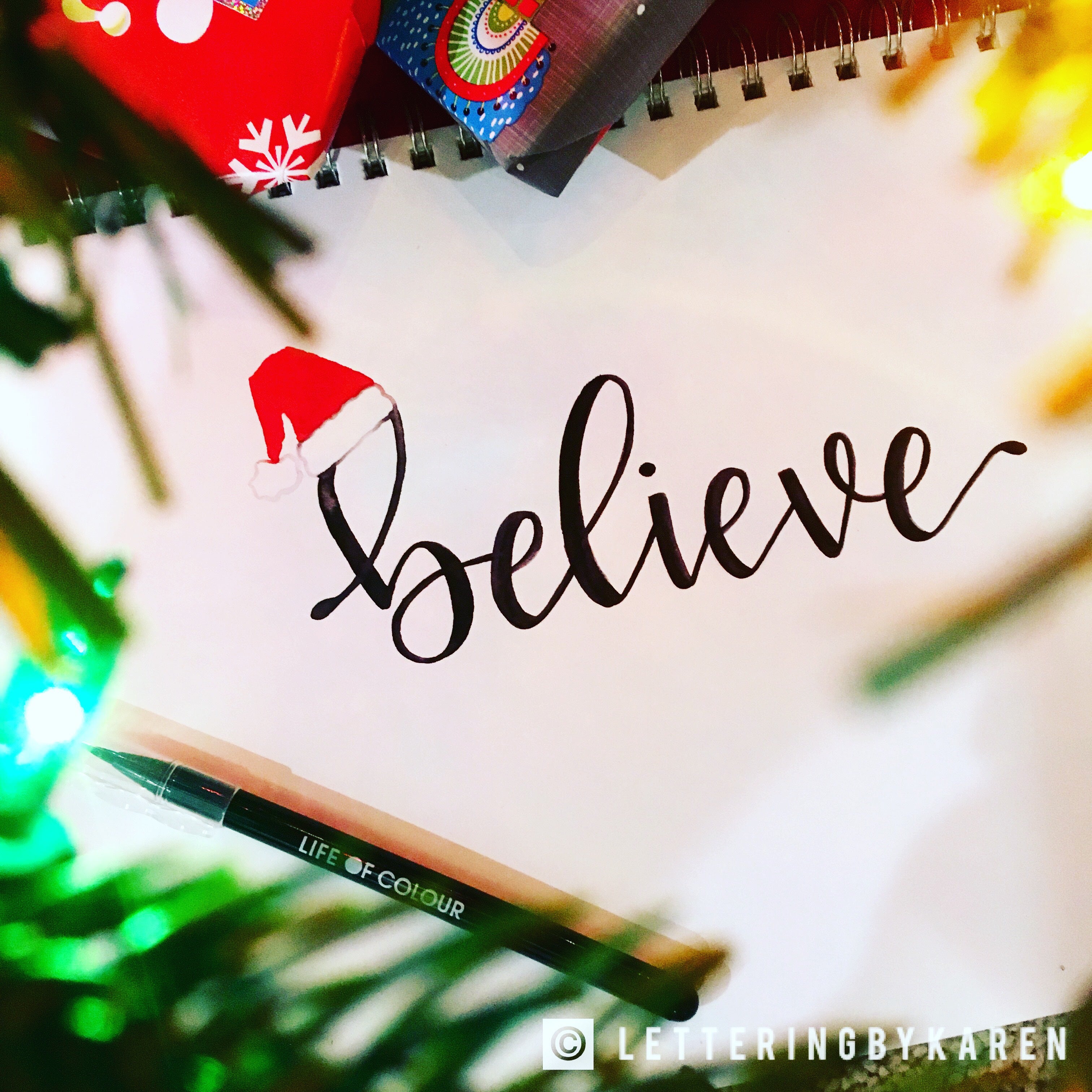 believe brush lettering with life of colour pens