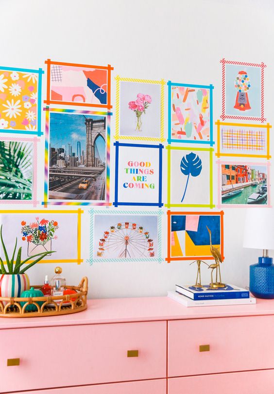 Use washi tape to hang art on your walls - thecraftedlife.com