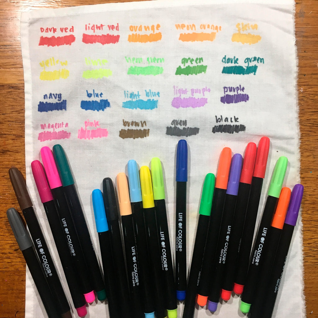 Fabric Markers Pens 20 Vibrant Colors Permanent Fabric Markers