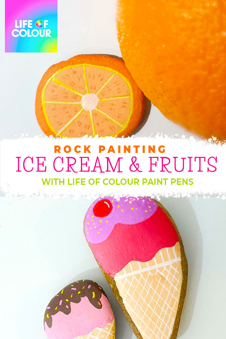 Ice Cream and Fruit Salad - Summer rocks step by step - Life of Colour