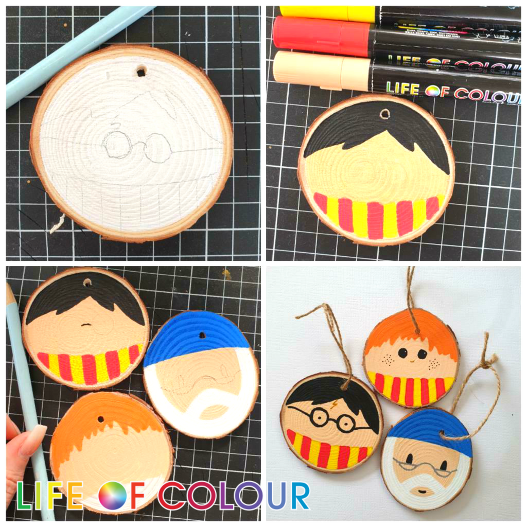 Cute Harry Potter wood slices ornament  Step by step Hogwarts crafts -  Life of Colour
