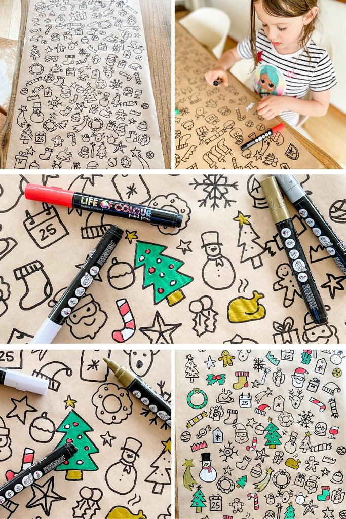 DIY colour in scribble Xmas Christmas wrapping paper