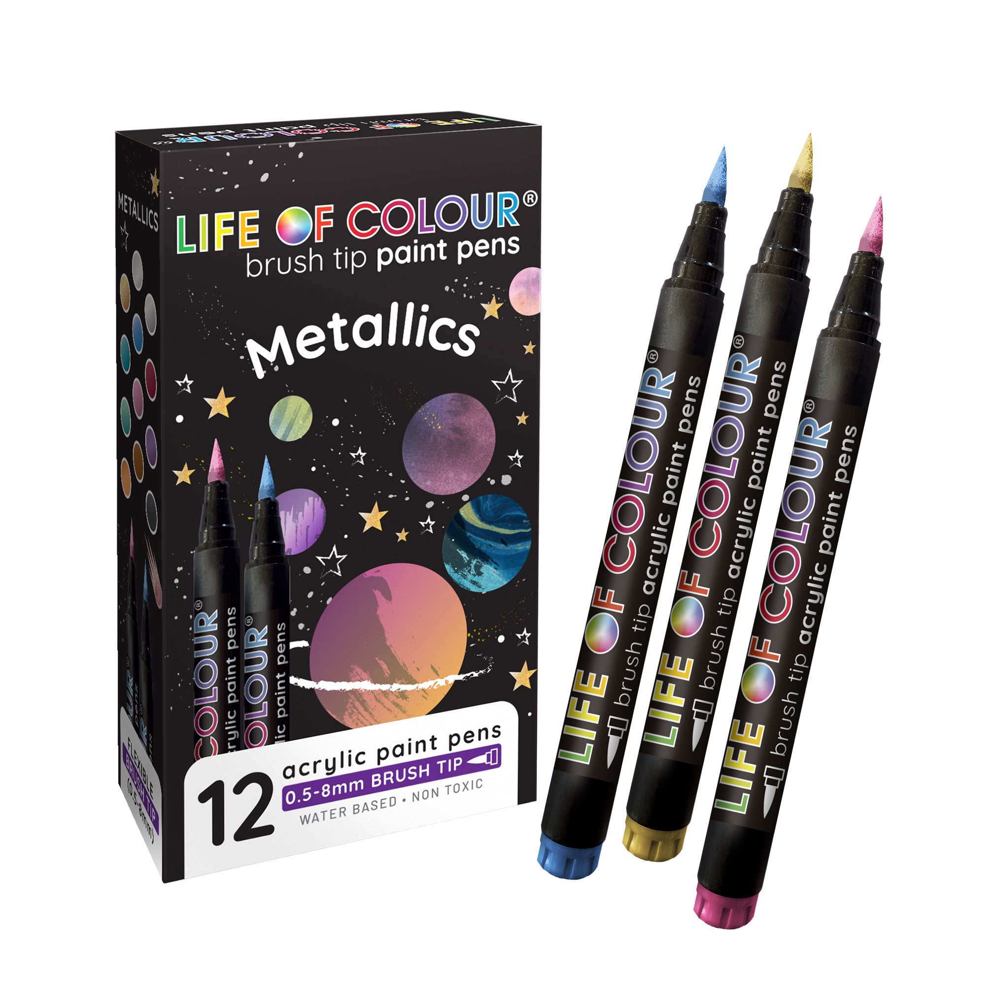 Essential Colours Brush Tip Acrylic Paint Pens - Set of 16 - Life of Colour