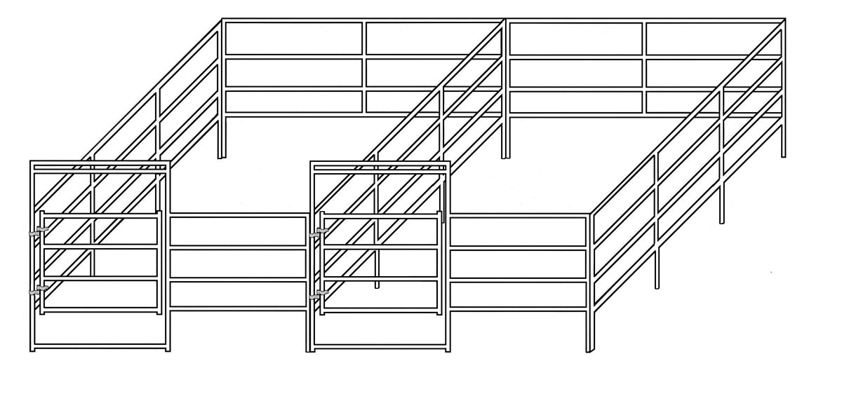 12W' x 24D' Complete Corral 4-Rail 1-5/8 Dual