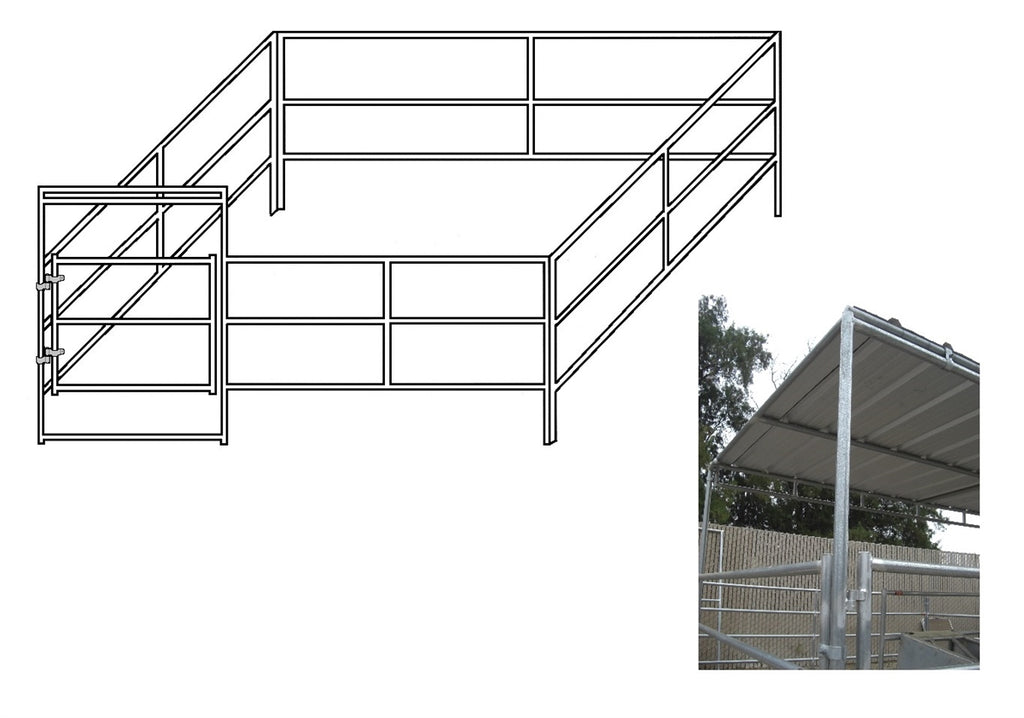 16 W X 16 D Complete Corral 3 Rail 1 5 8 With 8 D X 16 W Trussed Clamp