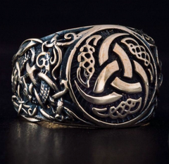 Tri-Horn ring - viking symbols