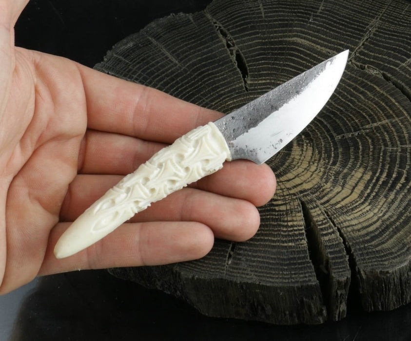 Hand Forged Knife with Carved Handle — VikingStyle
