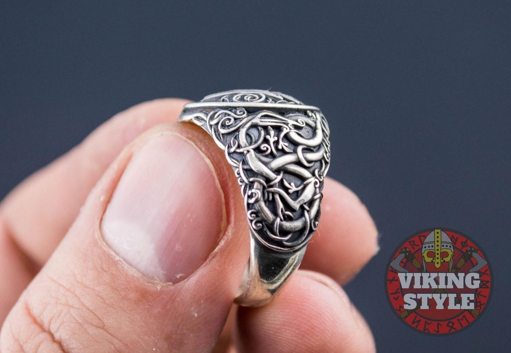 silver valknut ring