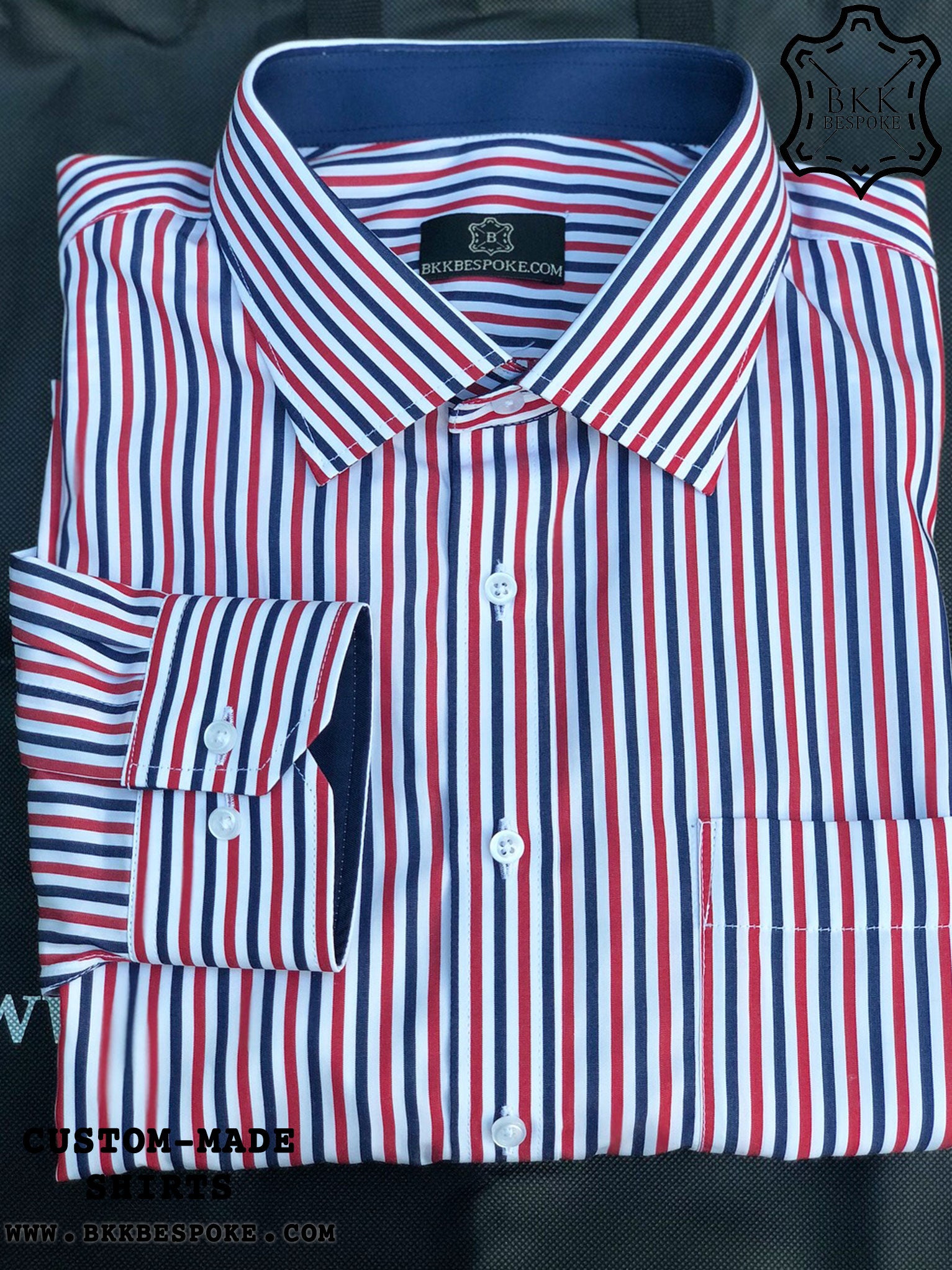 Red-Blue Stripes Shirt with Dark Blue ICIC – Best Tailor in Singapore ...