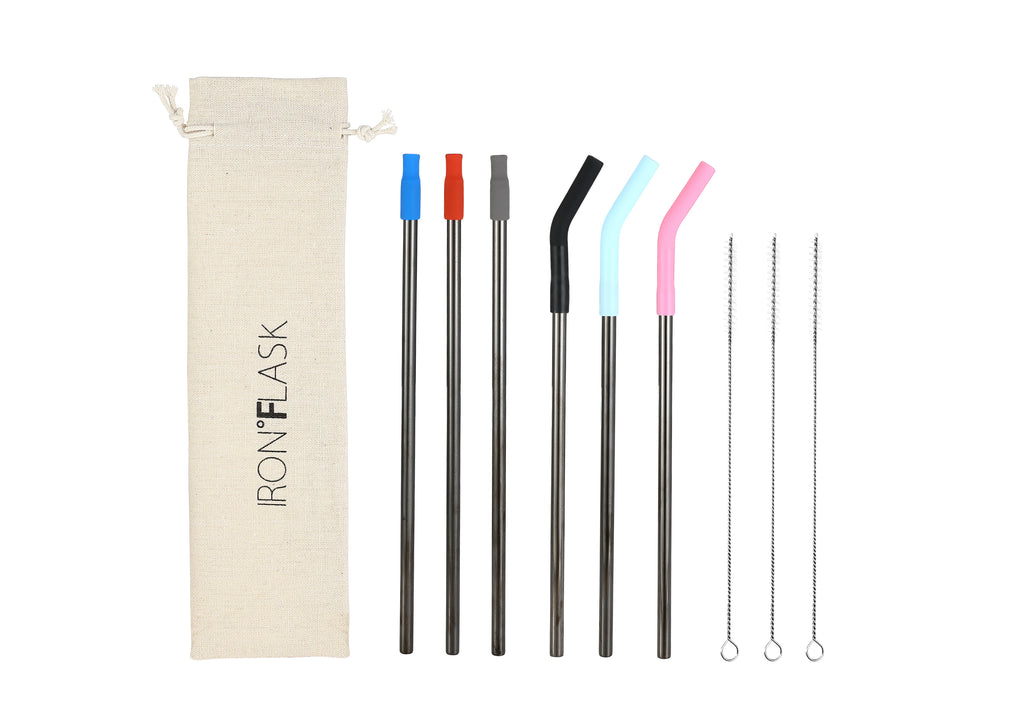 iron-flask-replacement-straw-bundle-6-stainless-steel-with-bendy-silicone-tips-3-cleaning-brushes
