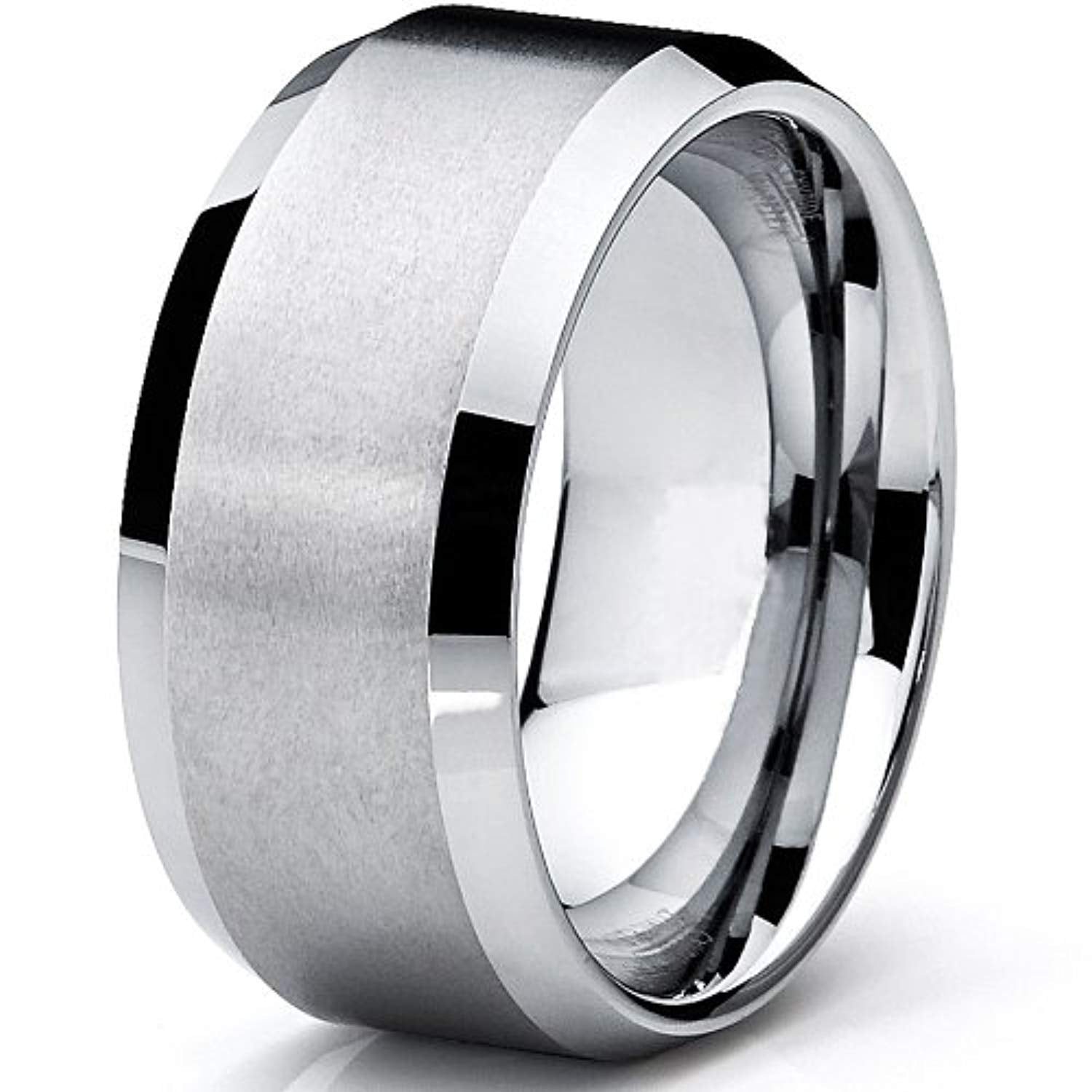 10MM Men's Brushed Tungsten Carbide Wedding Band Ring