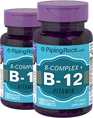 B Complex Plus Vitamin B-12 2 Bottles x 180 Quick Release Tablets Vitamin Supplement