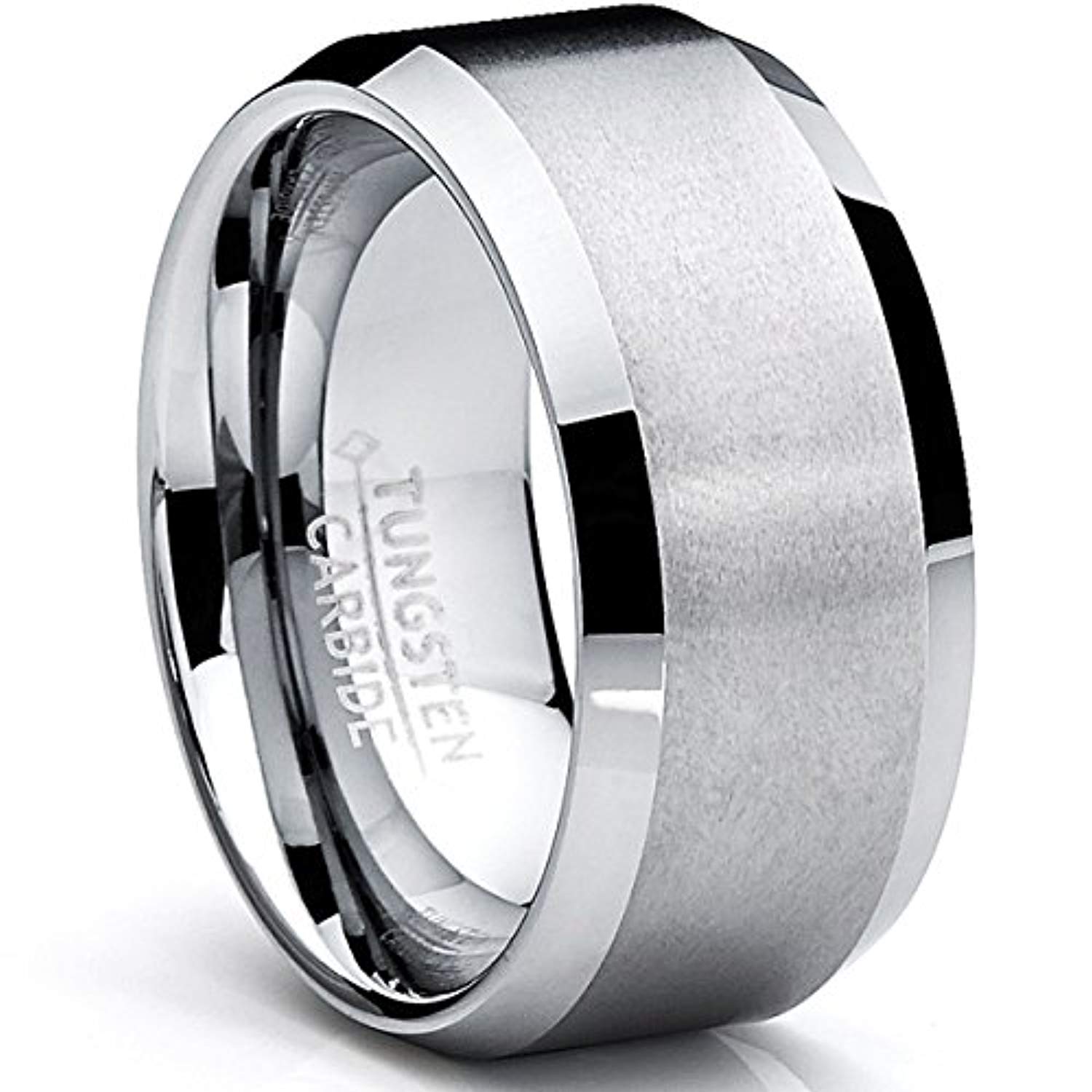 10MM Men's Brushed Tungsten Carbide Wedding Band Ring