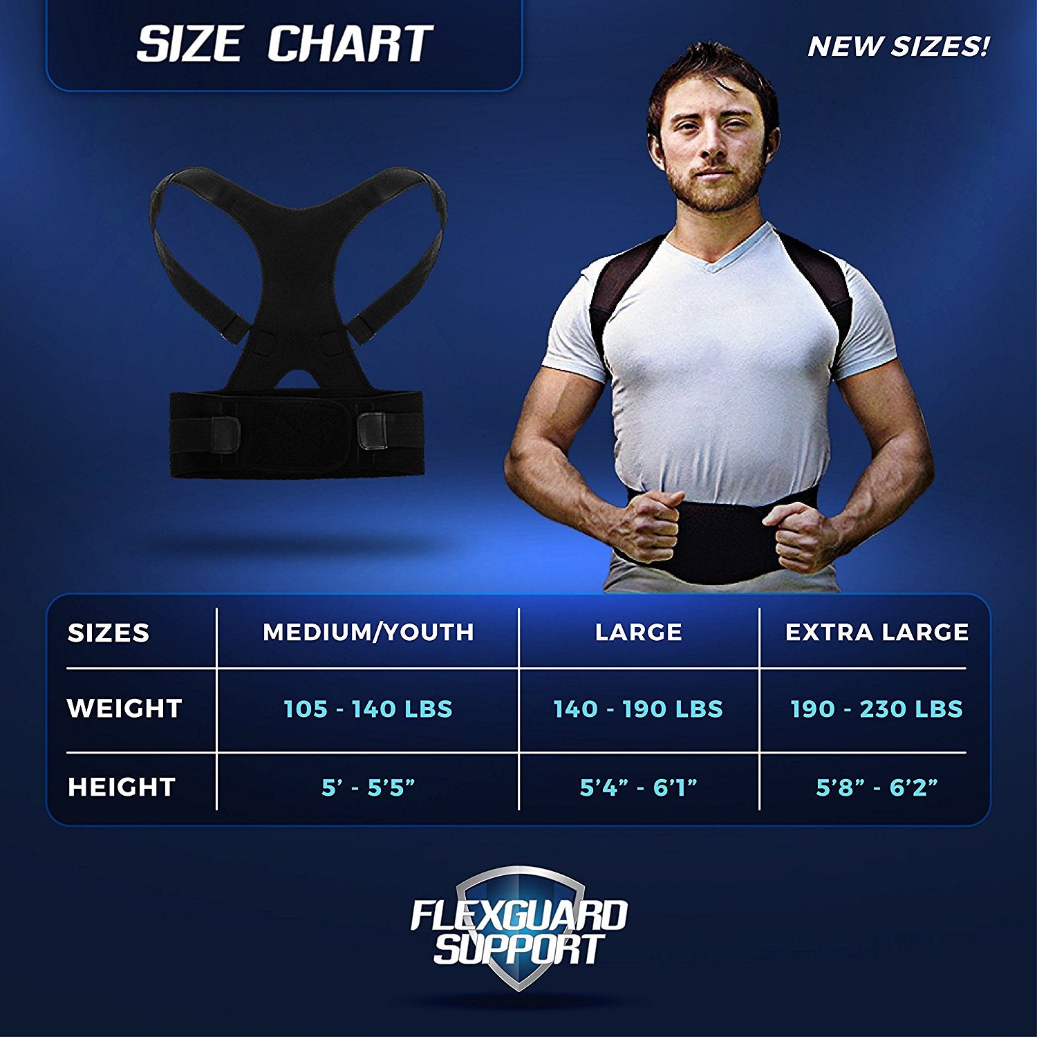 Flexguard Support Back Brace Size Chart