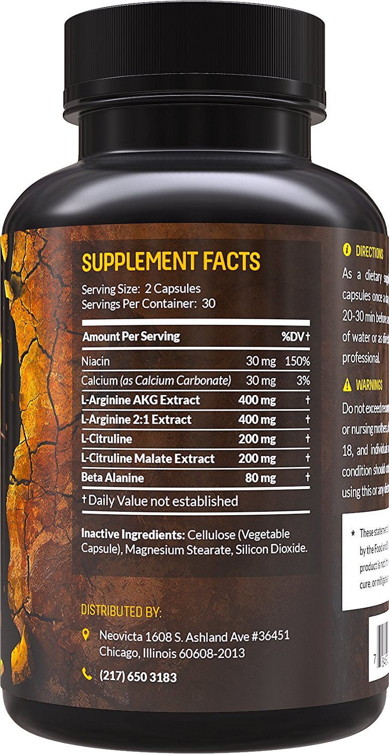 2 Bottles 1 L Arginine L Citrulline Supplement Pre Workout Nitric Oxide Booster For Men And Women Impact By Neovicta