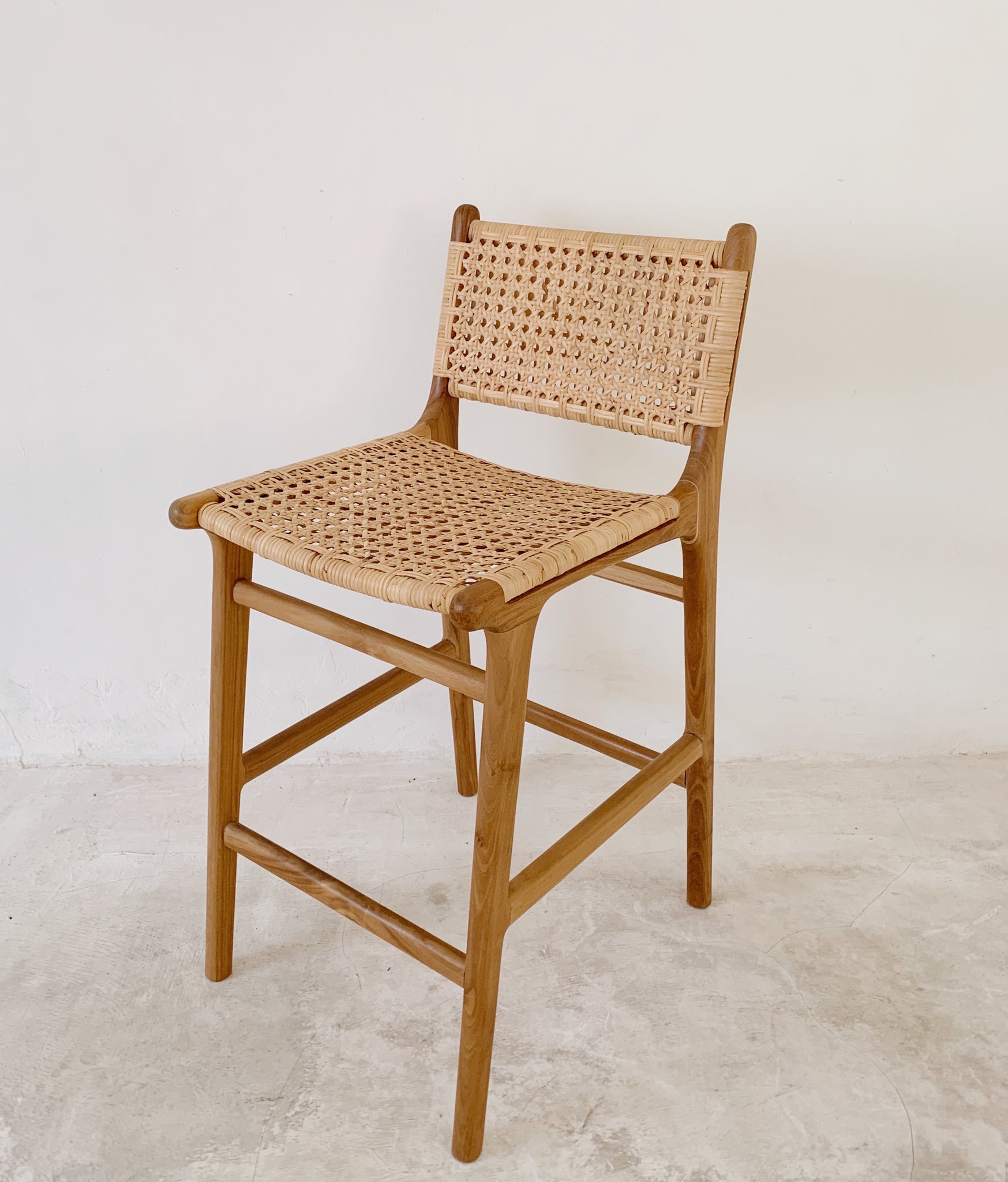casa  islander teak  rattan stool  with back  pre order
