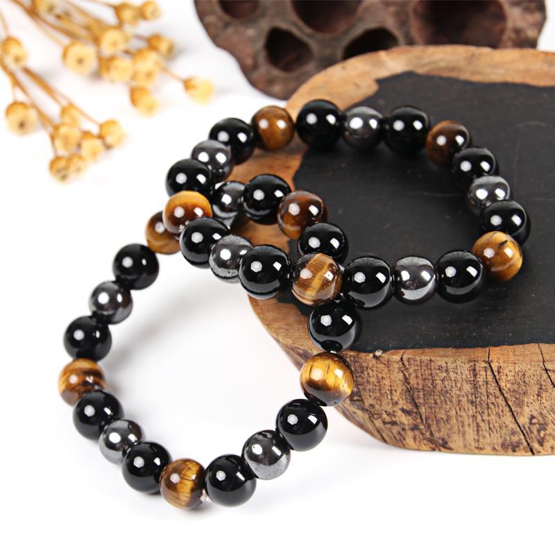 Triple Protection Tiger's Eye, Hematite & Black Obsidian Bracelet ...