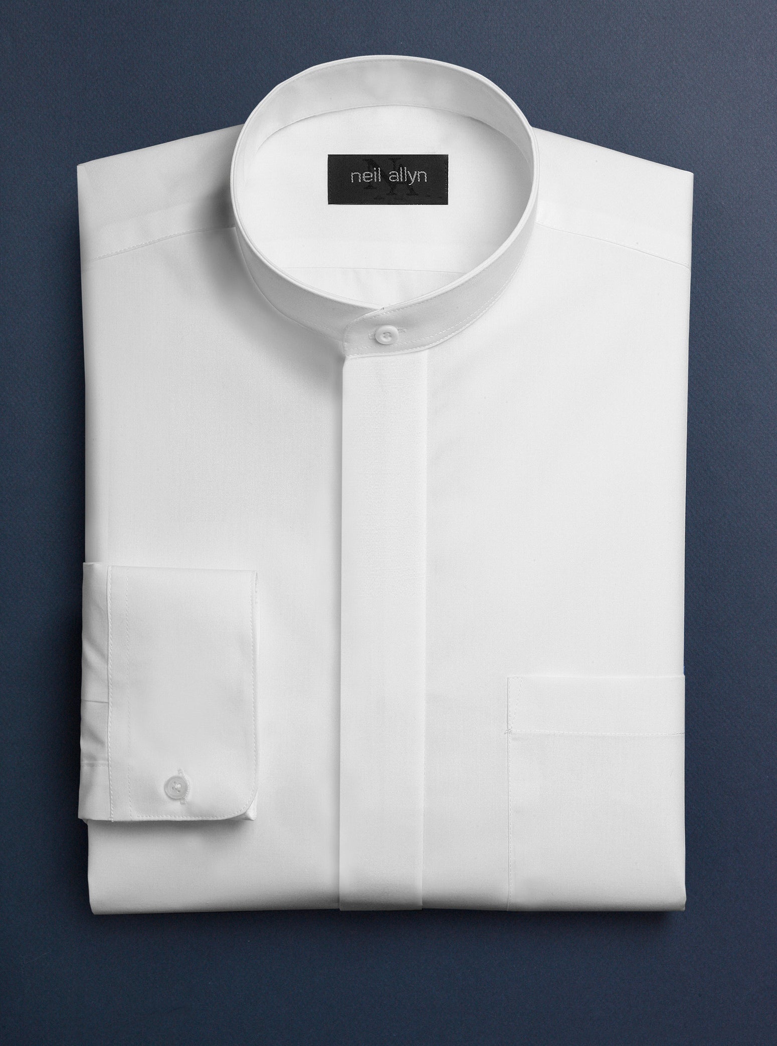 white banded collar dress shirt