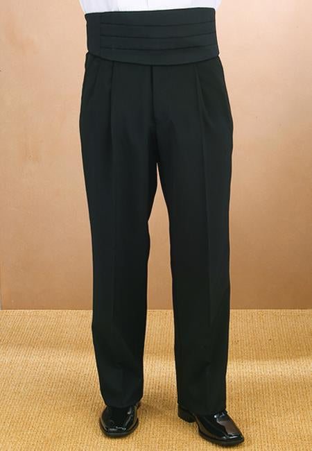 Men's Black Pleated Tuxedo Pants