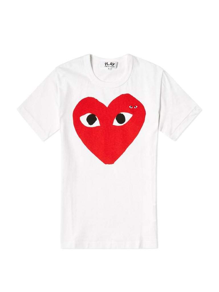 comme des garcons play women's double heart logo tee