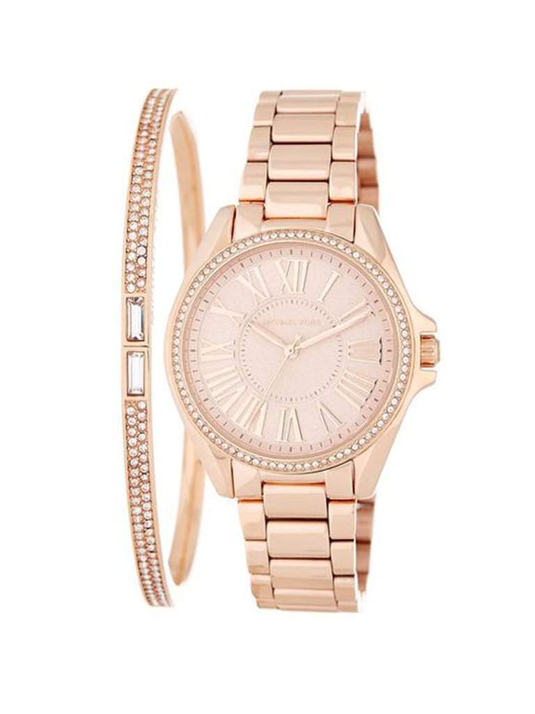 michael kors rose gold watch set