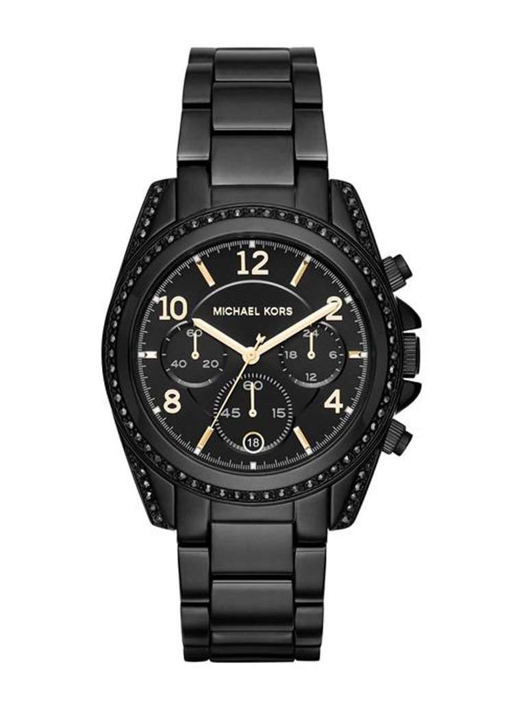 mk black dial watch