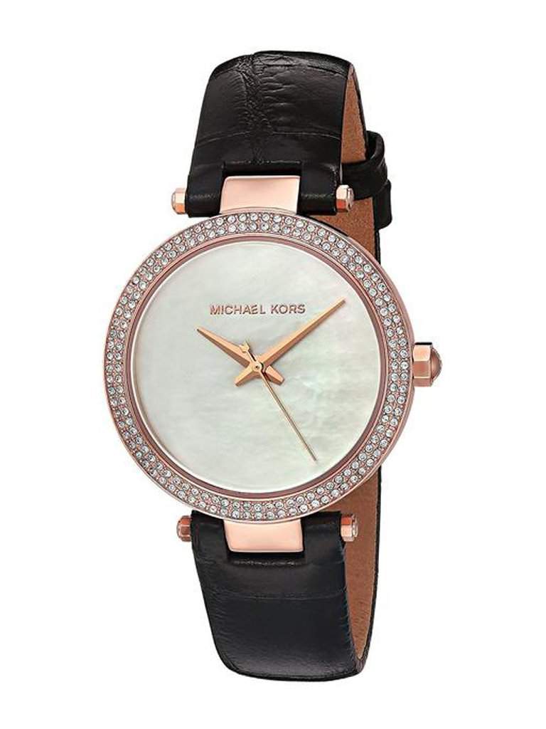 michael kors watch black leather strap